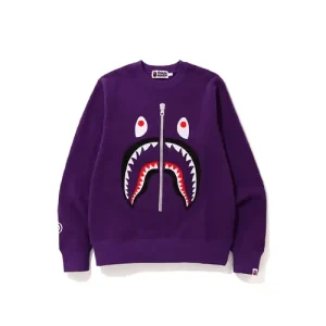 Purple BAPE Felt Shark Crewneck