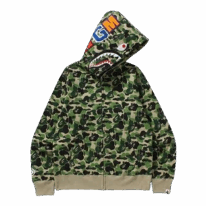 BAPE ABC Camo Green Shark Full Zip Hoodie