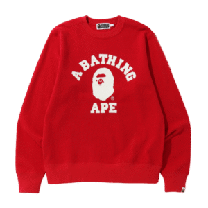 A Bape College Sweatshirt Bright Red