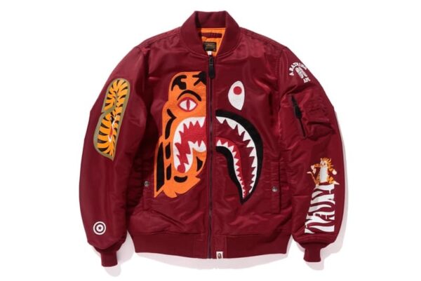 A Bathing APE X Tiger Shark Jacket Red