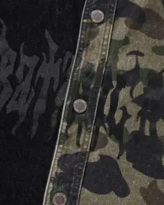 Bape 1st Camo Blocking Destoryed Heavy Wash Logo Ls Shirt, view 3