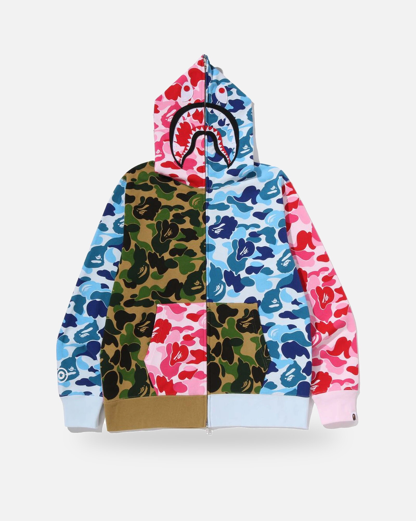 Bape ABC Camo Crazy Shark Full-Zip Hoodie (framed) Bape ABC Camo Crazy Shark Full-Zip Hoodie, front view