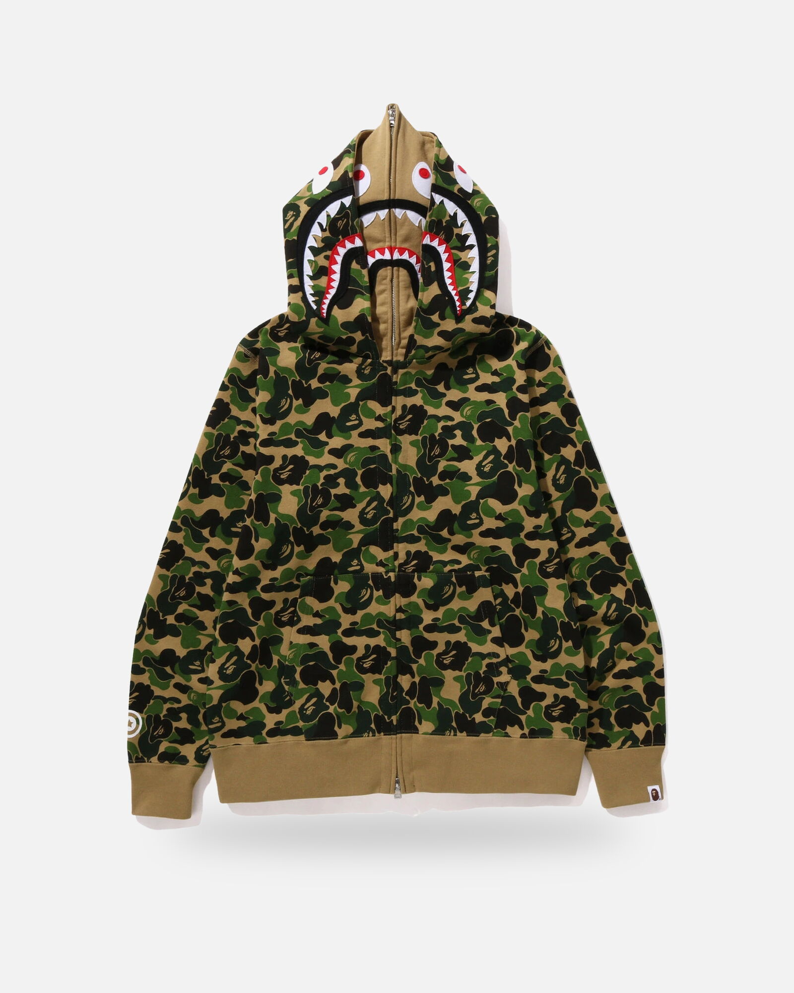 Bape ABC Camo Double Shark Full-Zip Hoodie (framed) Bape ABC Camo Double Shark Full-Zip Hoodie, front view