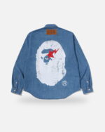 Bape Ape Head Relaxed Fit Denim Shirts - Camo
