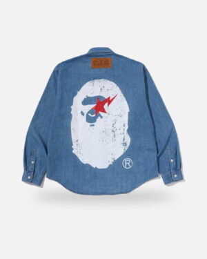 Bape Ape Head Relaxed Fit Denim Shirts - Camo