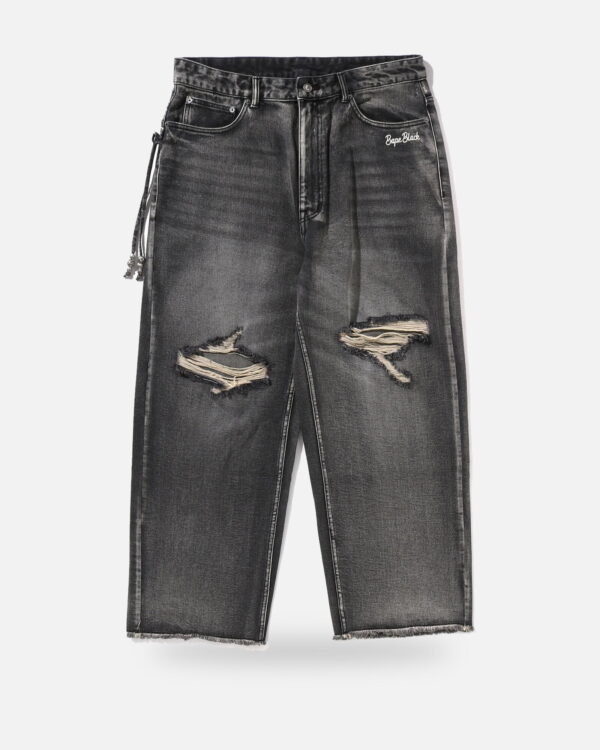 Bape Black Essential Paisley Trimmed Denim, front view