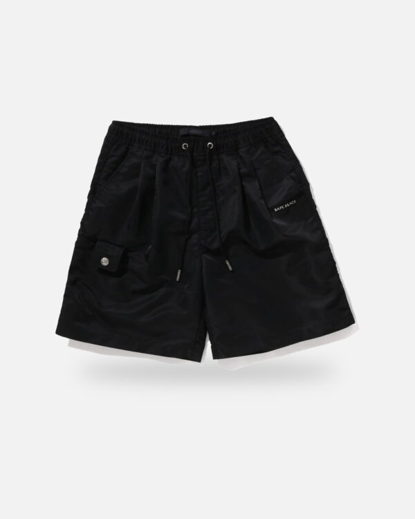 Bape Black Nylon Shorts, front view