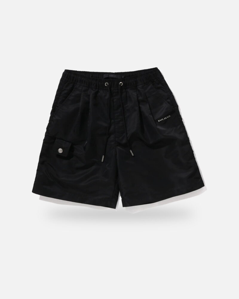 Bape Black Nylon Shorts, front view