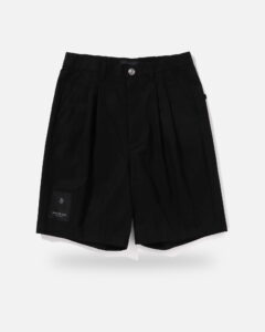 Bape Black Paisley Leather Trimmed Worker Shorts, front view