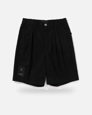 Bape Black Paisley Leather Trimmed Worker Shorts, front view