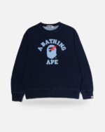 Bape College Indigo Crewneck Sweatshirts - Blue