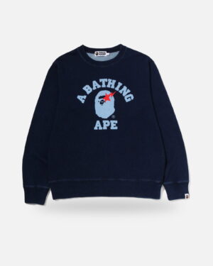 Bape College Indigo Crewneck Sweatshirts - Blue