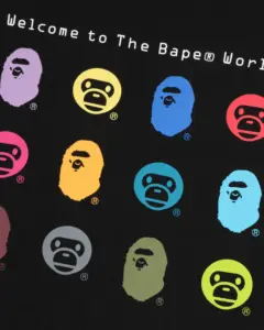 Bape Heavy Washed Multi Milo Logo Relaxed Fit Crewneck Sweatshirt, view 3