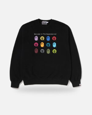 Bape Heavy Washed Multi Milo Logo Relaxed Fit Crewneck Sweatshirt - Multicolour