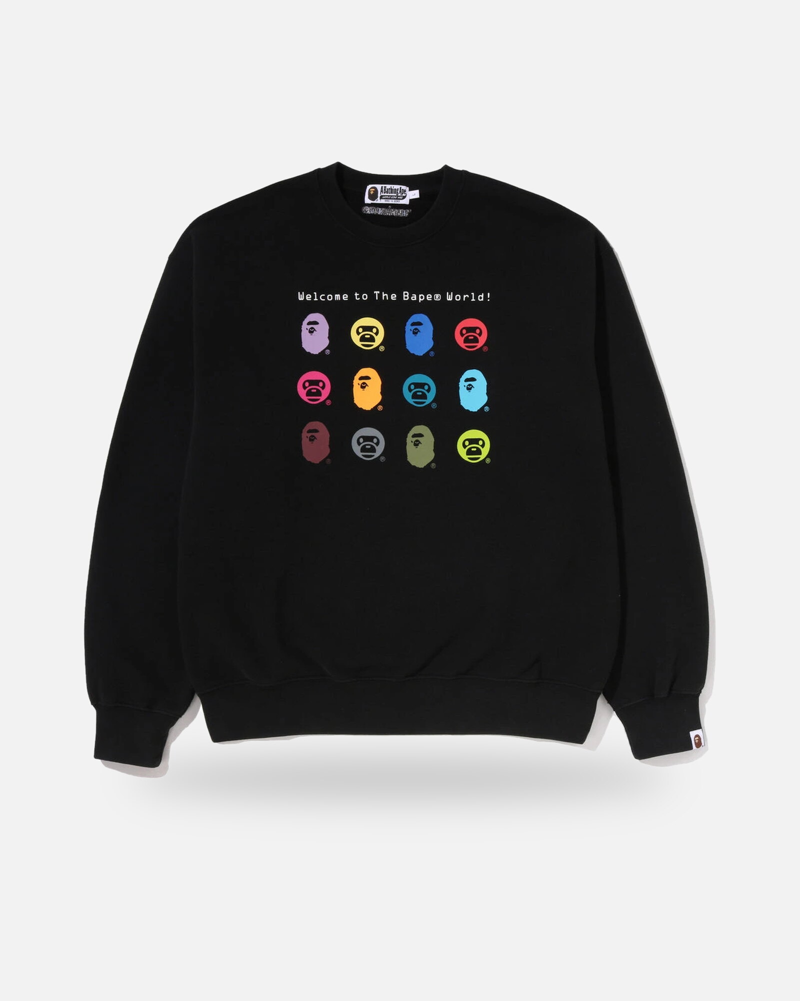 Bape Heavy Washed Multi Milo Logo Relaxed Fit Crewneck Sweatshirt (framed) Bape Heavy Washed Multi Milo Logo Relaxed Fit Crewneck Sweatshirt - Multicolour