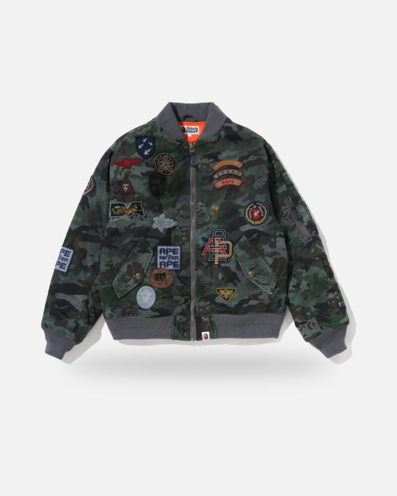 Bape Hybrid Camo Multi Badge Padded MA-1 - Multicolour
