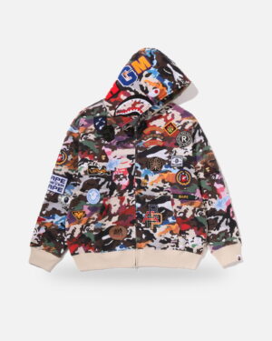 Bape Hybrid Camo Multi Badge Shark Relaxed Fit Full-Zip Hoodie - Multicolour