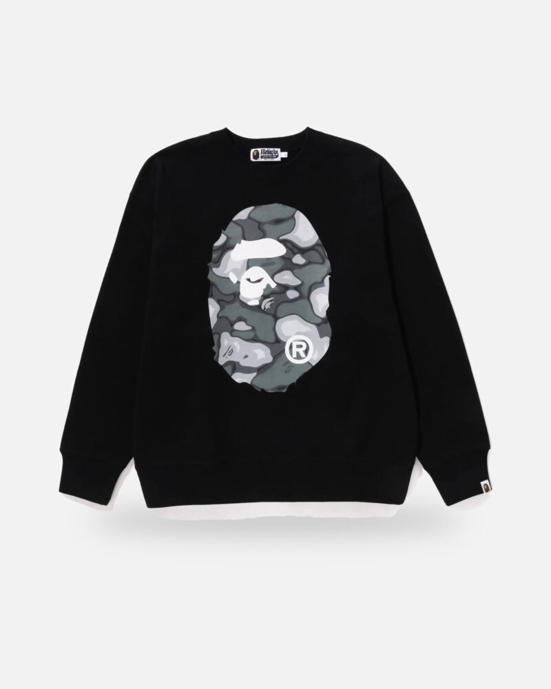Bape Liquid Camo Ape Head Crewneck Sweat, front view