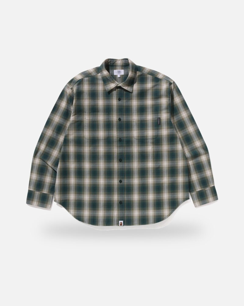 Bape Ombre Check College Relaxed Fit Shirt - Camo