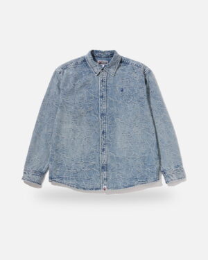 Bape One Point Line Camo Jacquard Denim Ls Shirt, front view