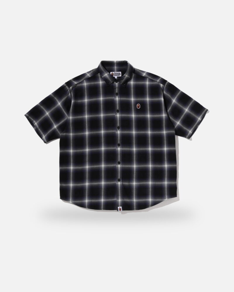 Bape One Point Ombre Check Light Flannel Ss Shirt - Camo