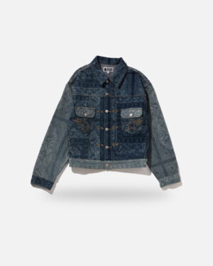 Bape Paisley Pattern Denim Trucker Jacket - Camo