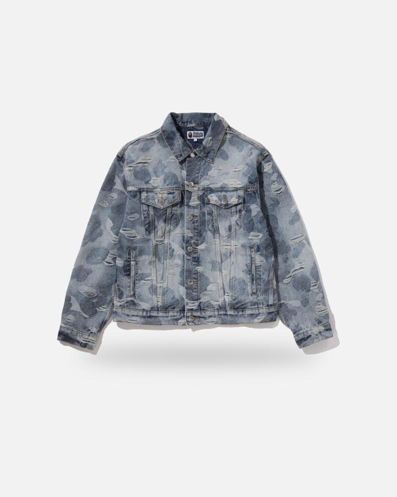 Bape Solid Camo Jacquard Denim Trucker Jacket, front view