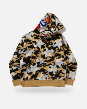 Bape STA Over Print 1st Camo Shark Cropped Fit Pullover Hoodie, front view