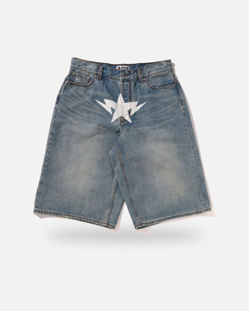 Bape Twin STA Knee Length Selvedge Denim Shorts - Camo