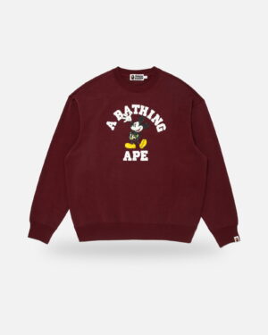 Bape X Disney Mickey Mouse College Relaxed Fit Crewneck - Camo