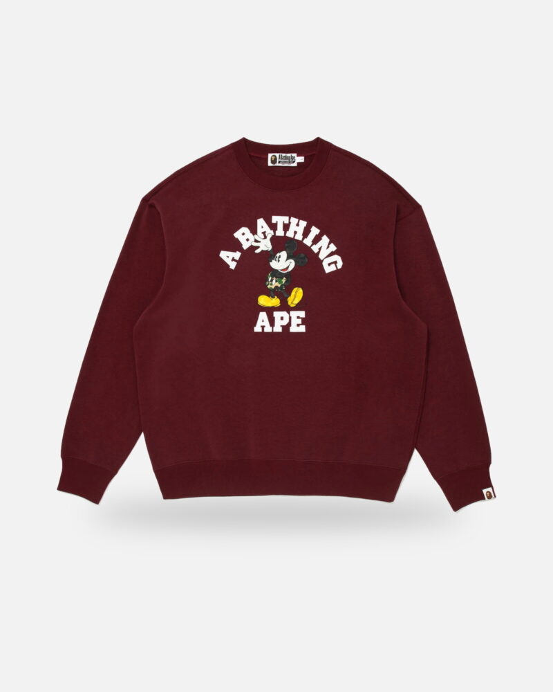 Bape X Disney Mickey Mouse College Relaxed Fit Crewneck - Camo