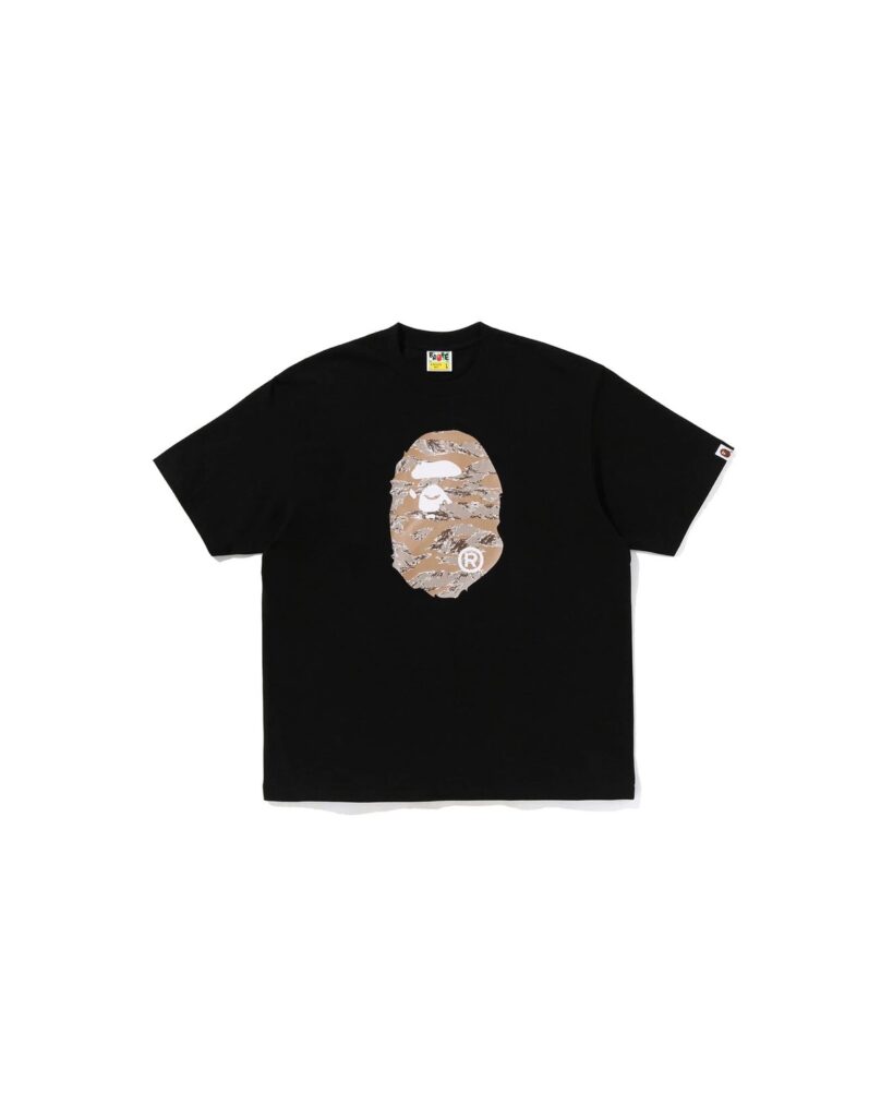 Bape camo tee with the ape head graphic printed on the chest