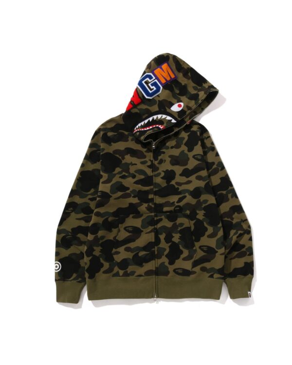 Bape ABC camo shark full-zip hoodie with the zip running through the hood